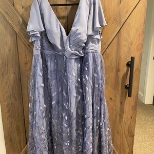 Chic Blue Periwinkle V-Neck Gown